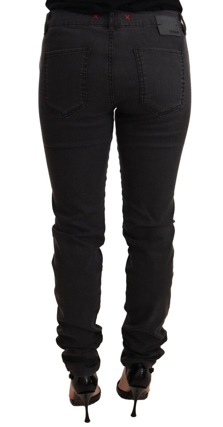 Pinko Black Cotton Stretch Skinny Mid Waist Women Denim Jeans