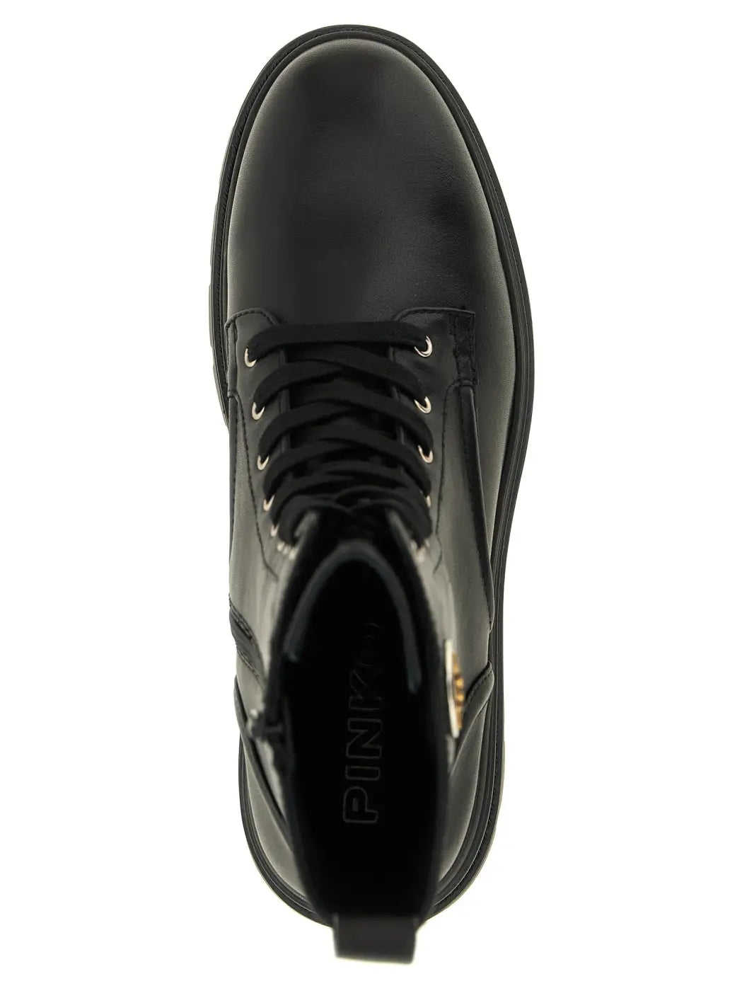 Pinko Black Cowhide Lace-up Boots