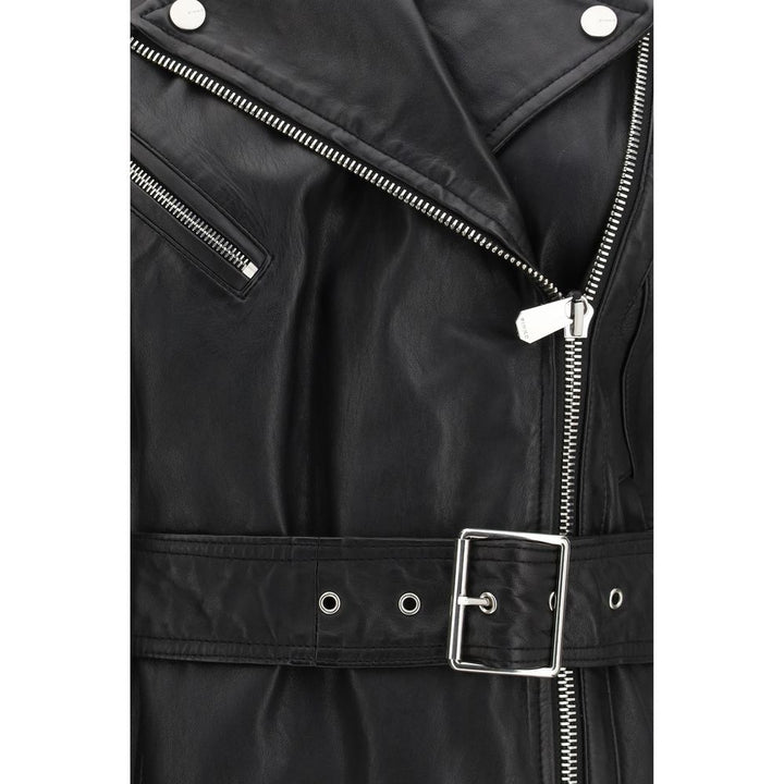 PINKO Vests - Black Goatskin Sleeveless Jacket
