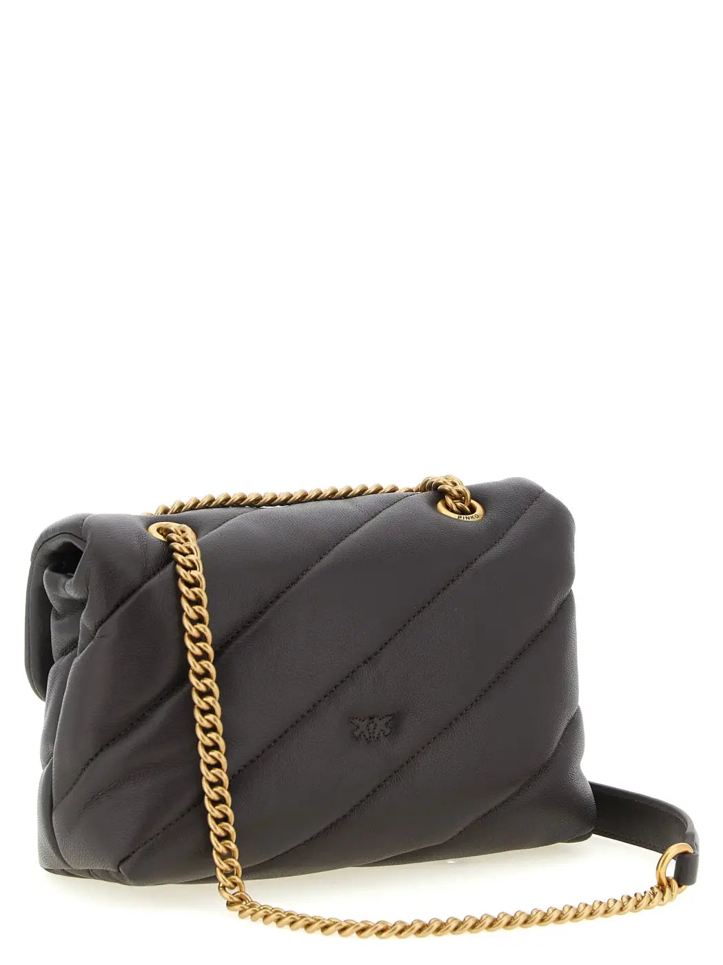 Pinko Black Lamb Leather Crossbody Bag