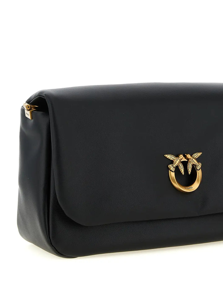 Pinko Black Lamb Leather Crossbody Bag