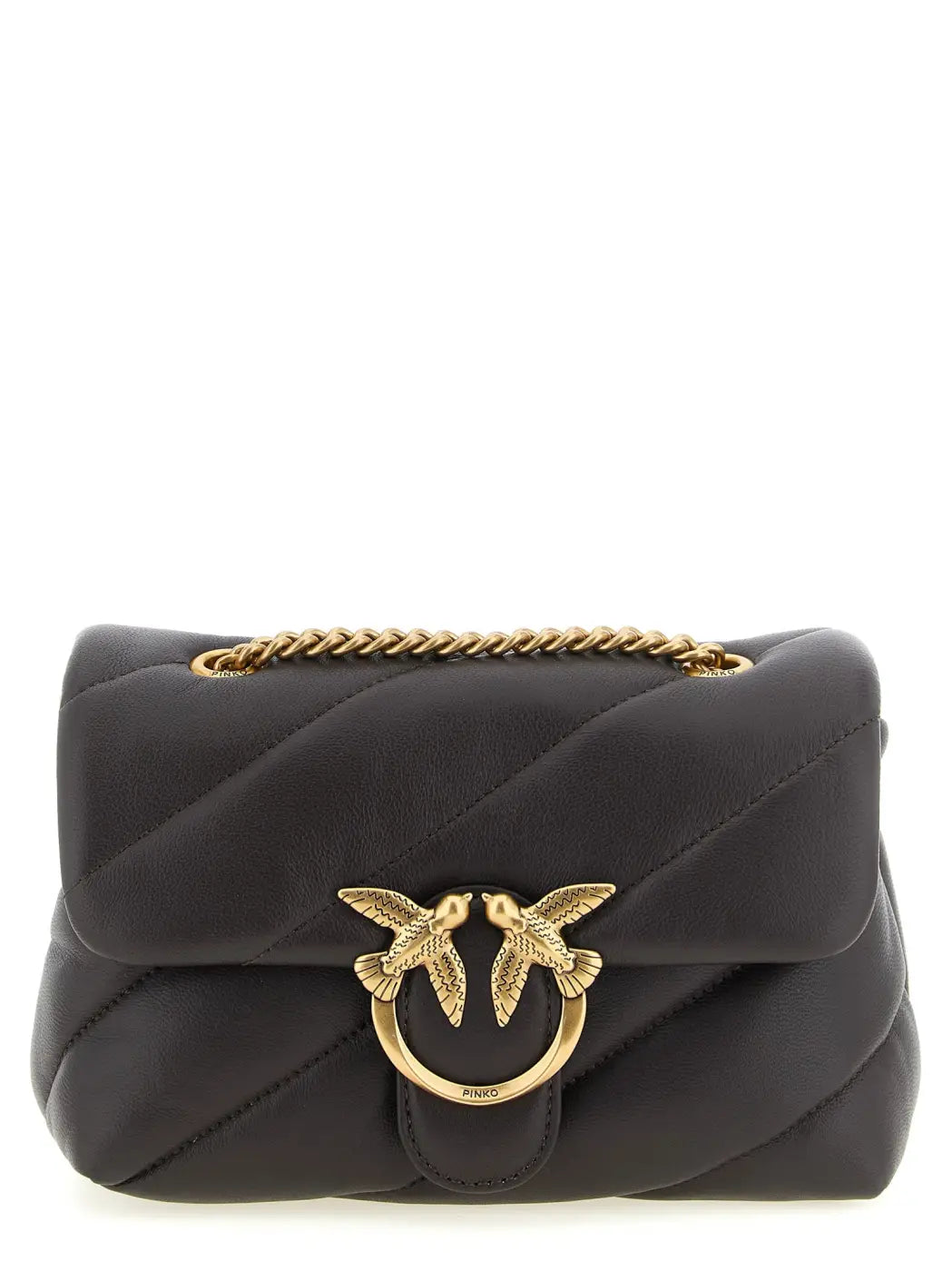 Pinko Black Lamb Leather Crossbody Bag