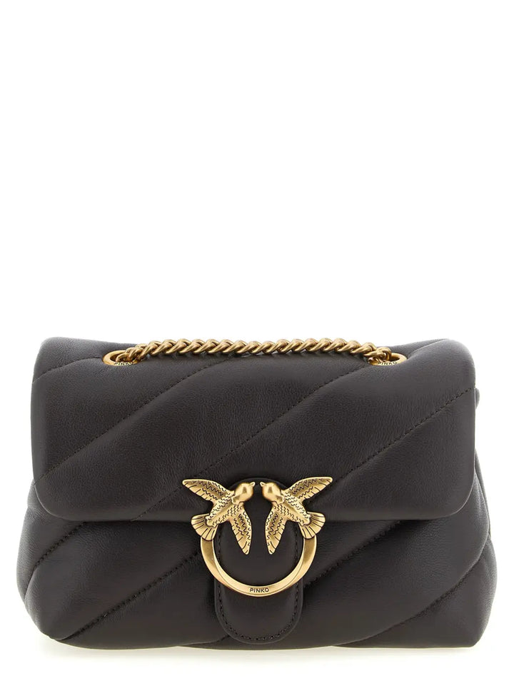 Pinko Black Lamb Leather Crossbody Bag