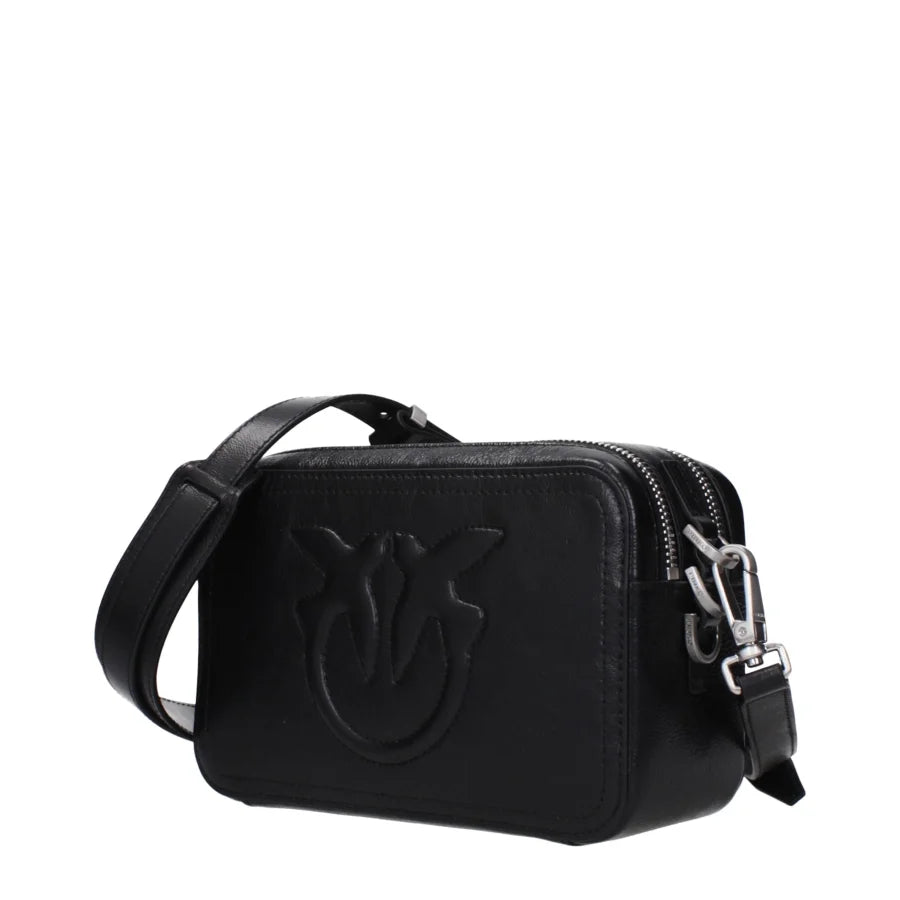 PINKO Black Leather Crossbody Bag