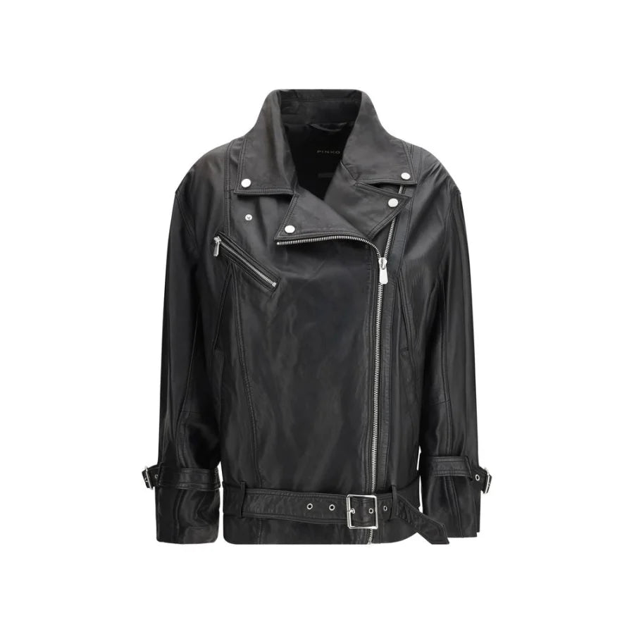 PINKO Black Leather Jacket