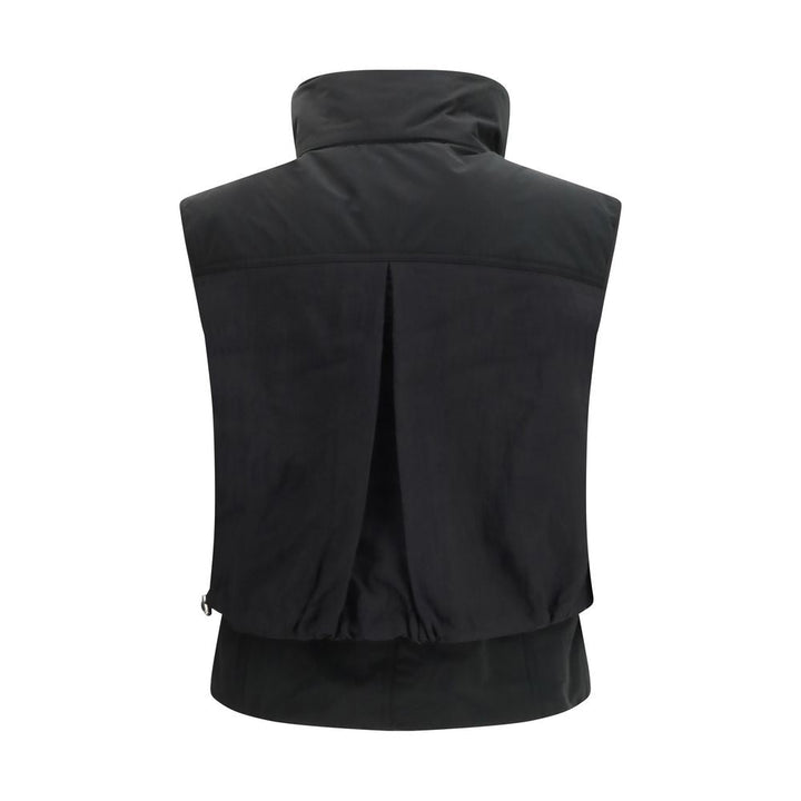 PINKO Vests - Black Nylon Sleeveless Jacket