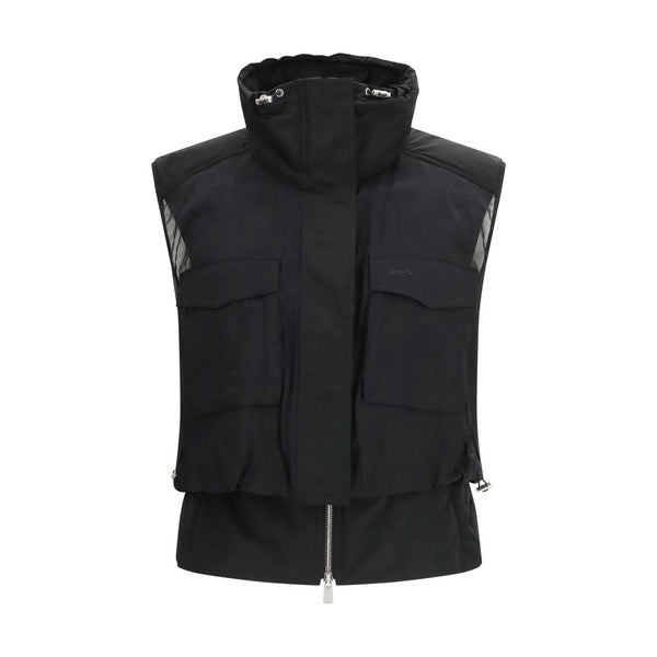 PINKO Vests - Black Nylon Sleeveless Jacket