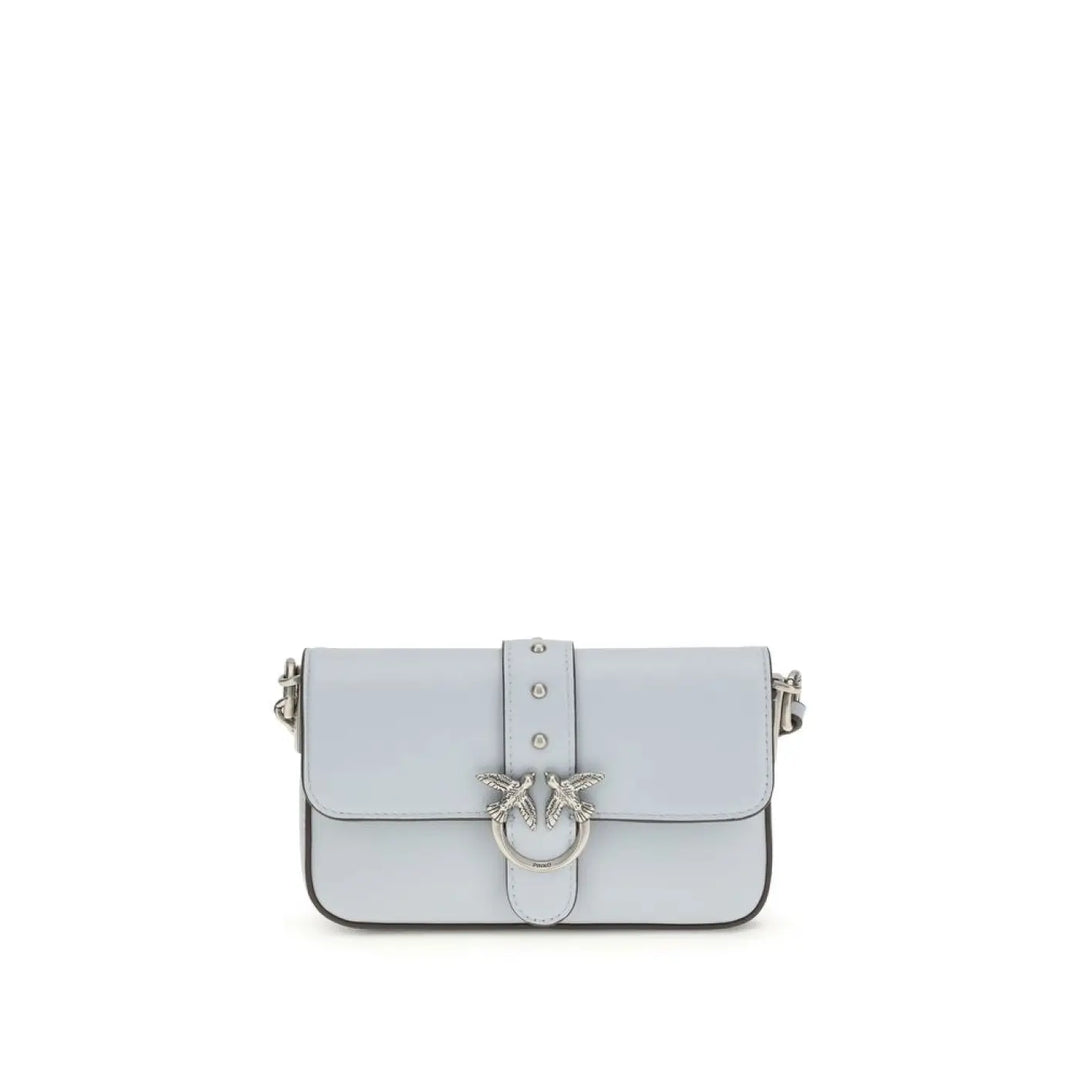 PINKO Blue Calf Leather Bos Taurus Shoulder Bag