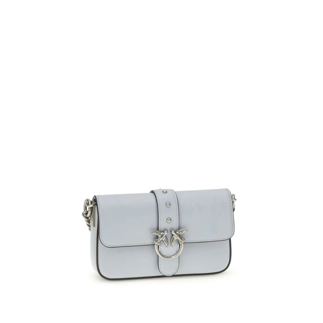 PINKO Blue Calf Leather Bos Taurus Shoulder Bag