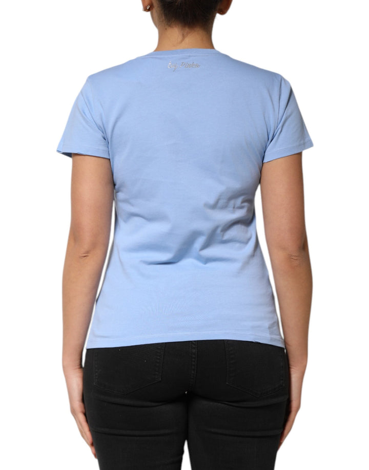 PINKO - Blue Love Story Sequined Embellished Short Sleeves T-shirt