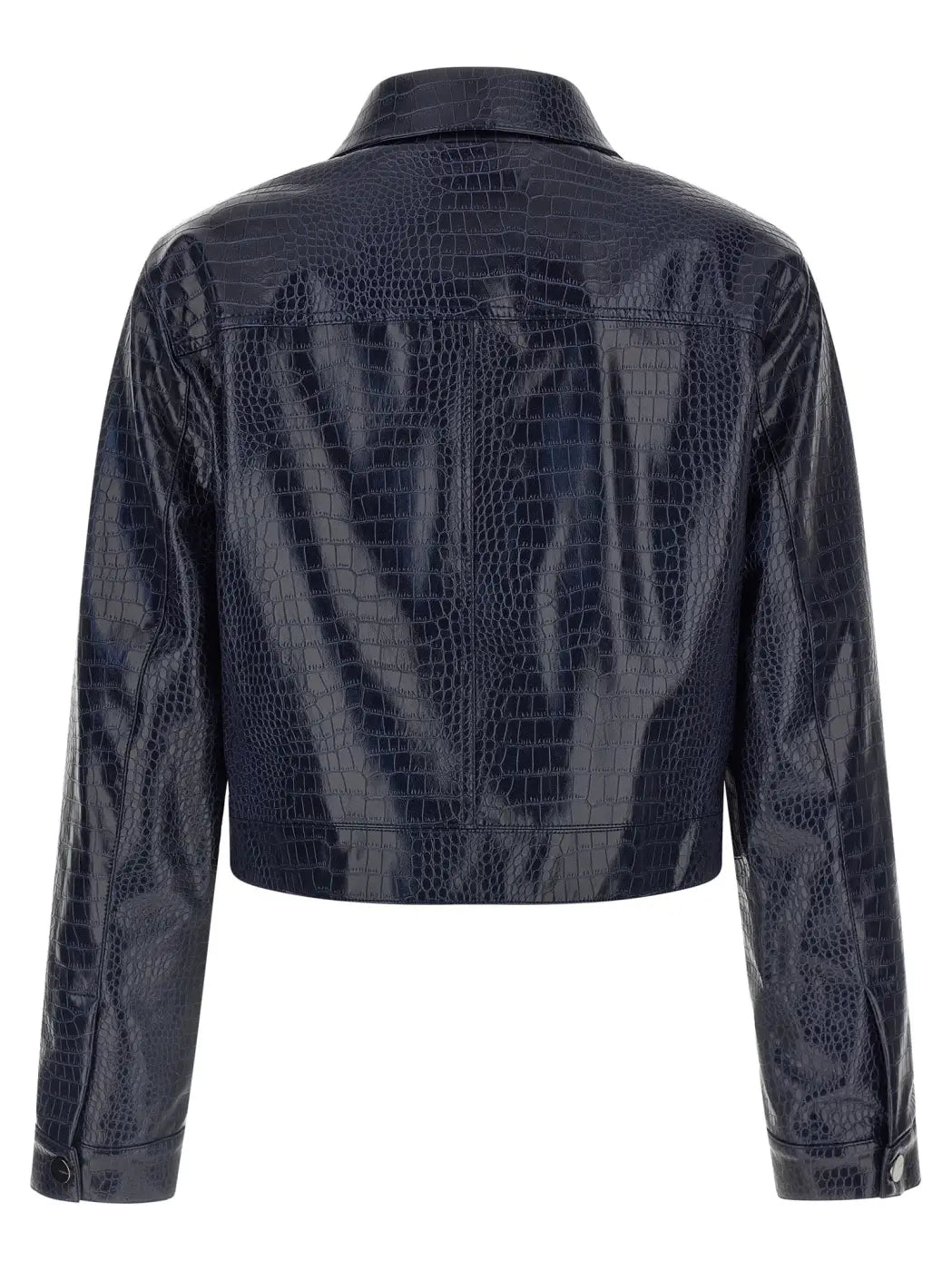 Pinko Blue Viscose Leather Jacket