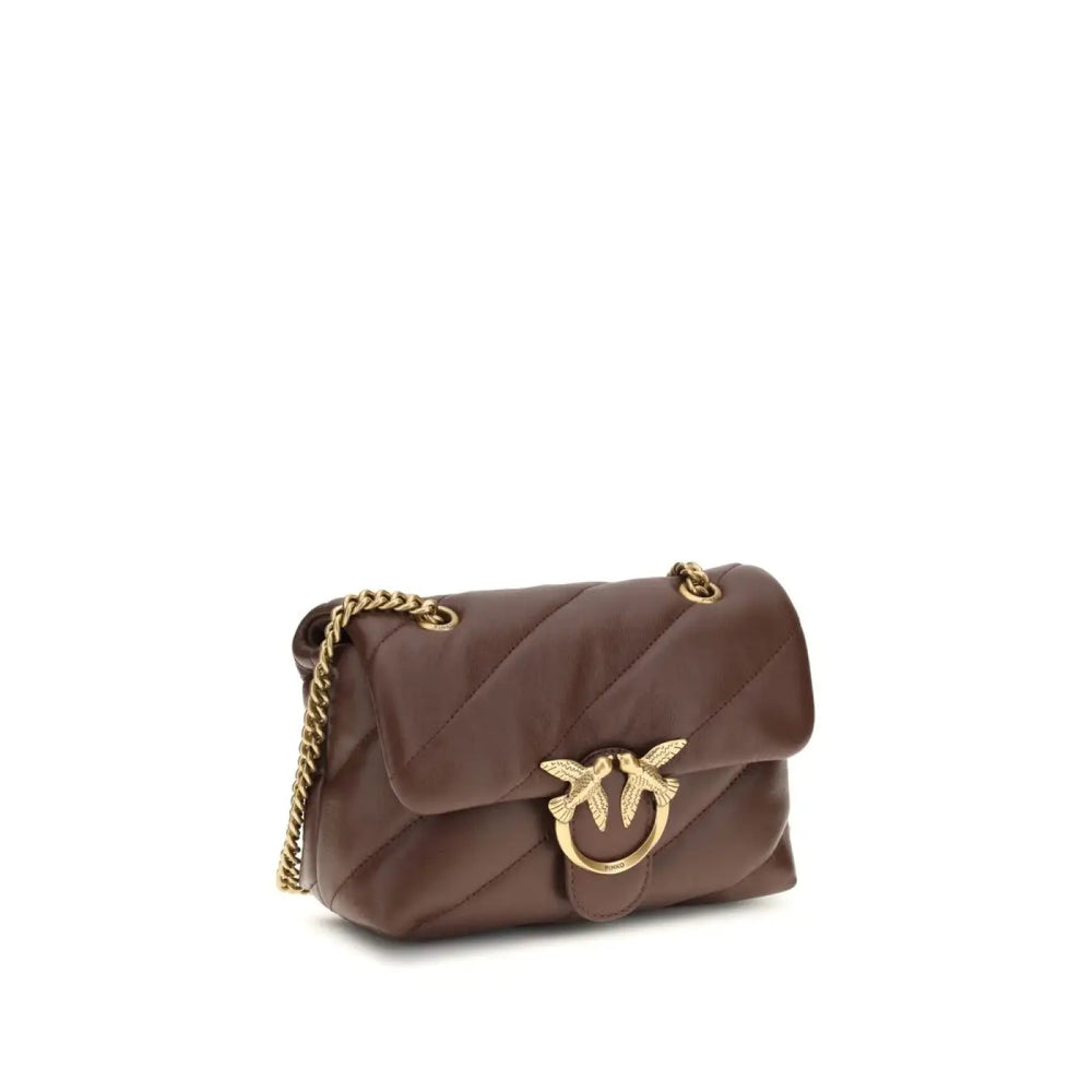 PINKO - Brown Calf Leather Bos Taurus Shoulder Bag