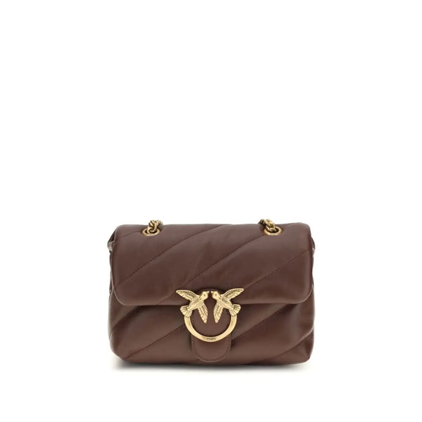 PINKO - Brown Calf Leather Bos Taurus Shoulder Bag