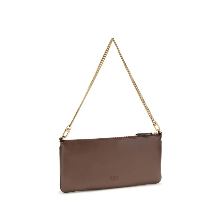PINKO Brown Calf Leather Bos Taurus Shoulder Bag