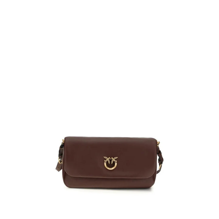 PINKO Brown Calf Leather Bos Taurus Shoulder Bag