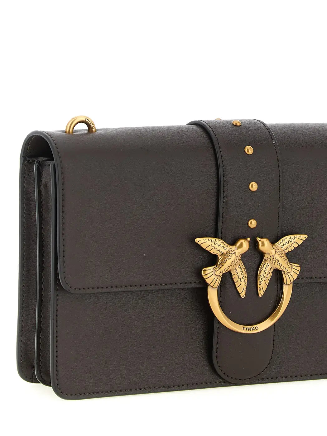 Pinko Brown Calfskin Crossbody Bag