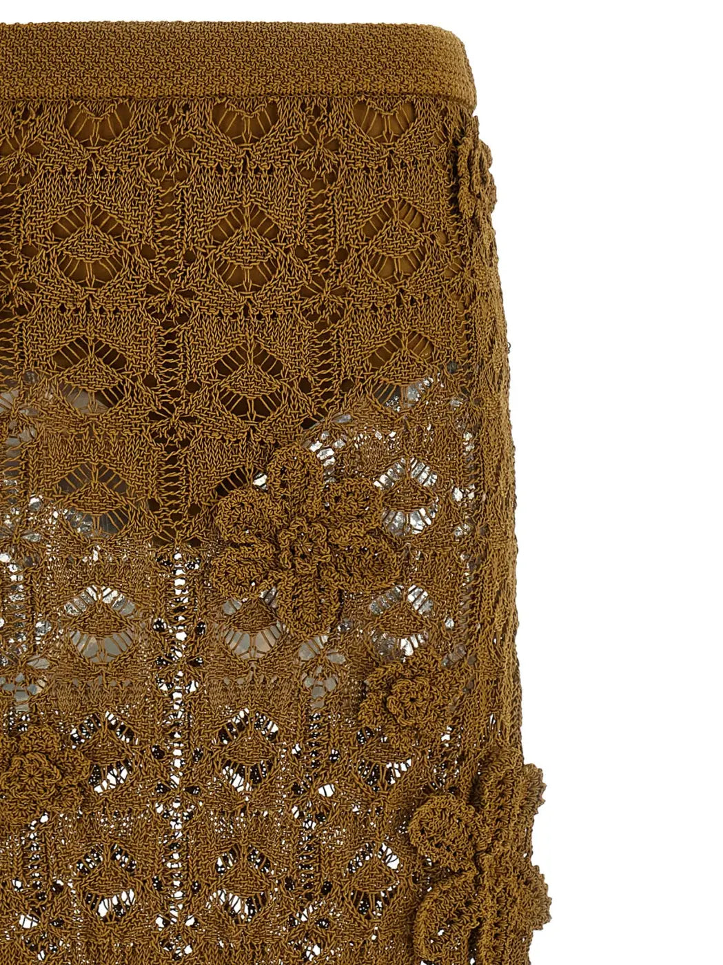 Pinko Brown Cotton Midi Skirt