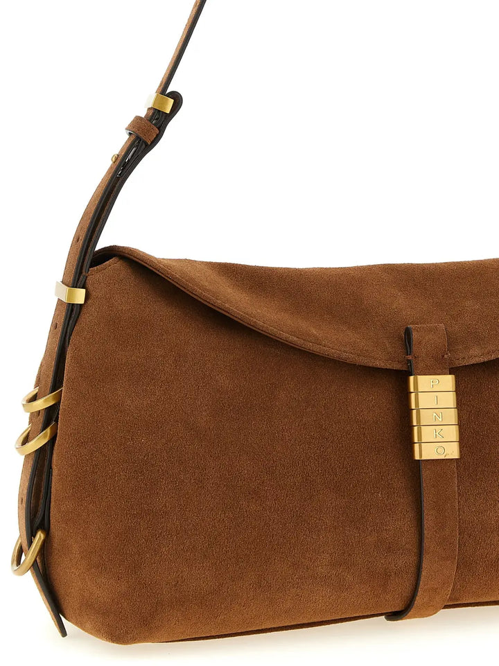 Pinko Brown Cowhide Shoulder Bag