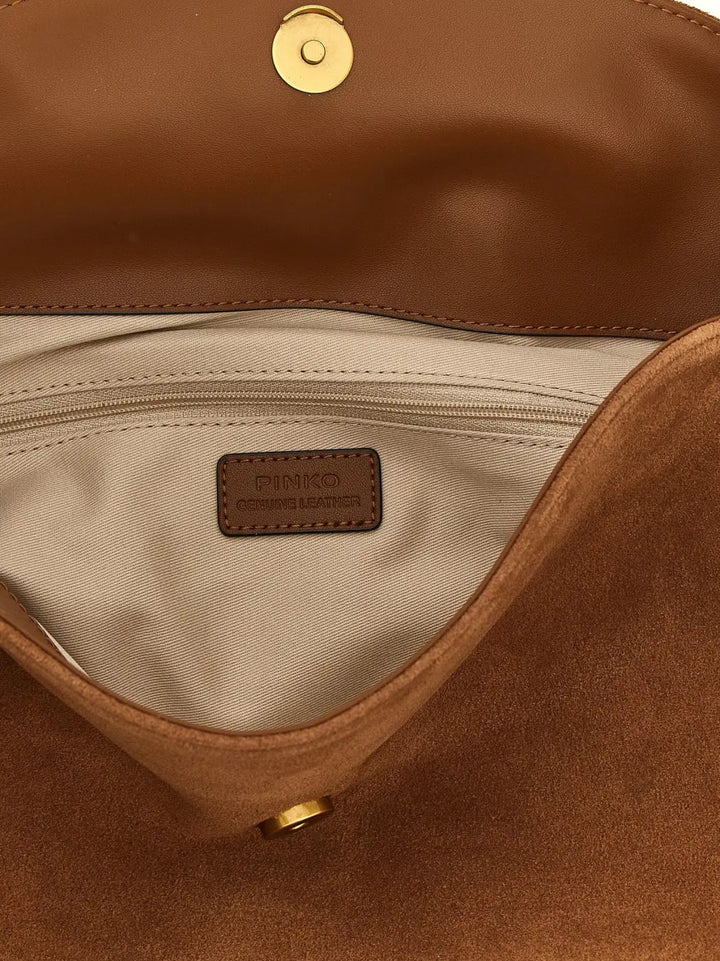 Pinko Brown Cowhide Shoulder Bag