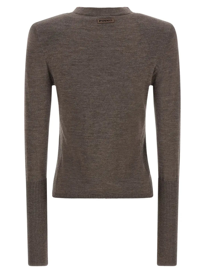Pinko Brown Wool Cardigan