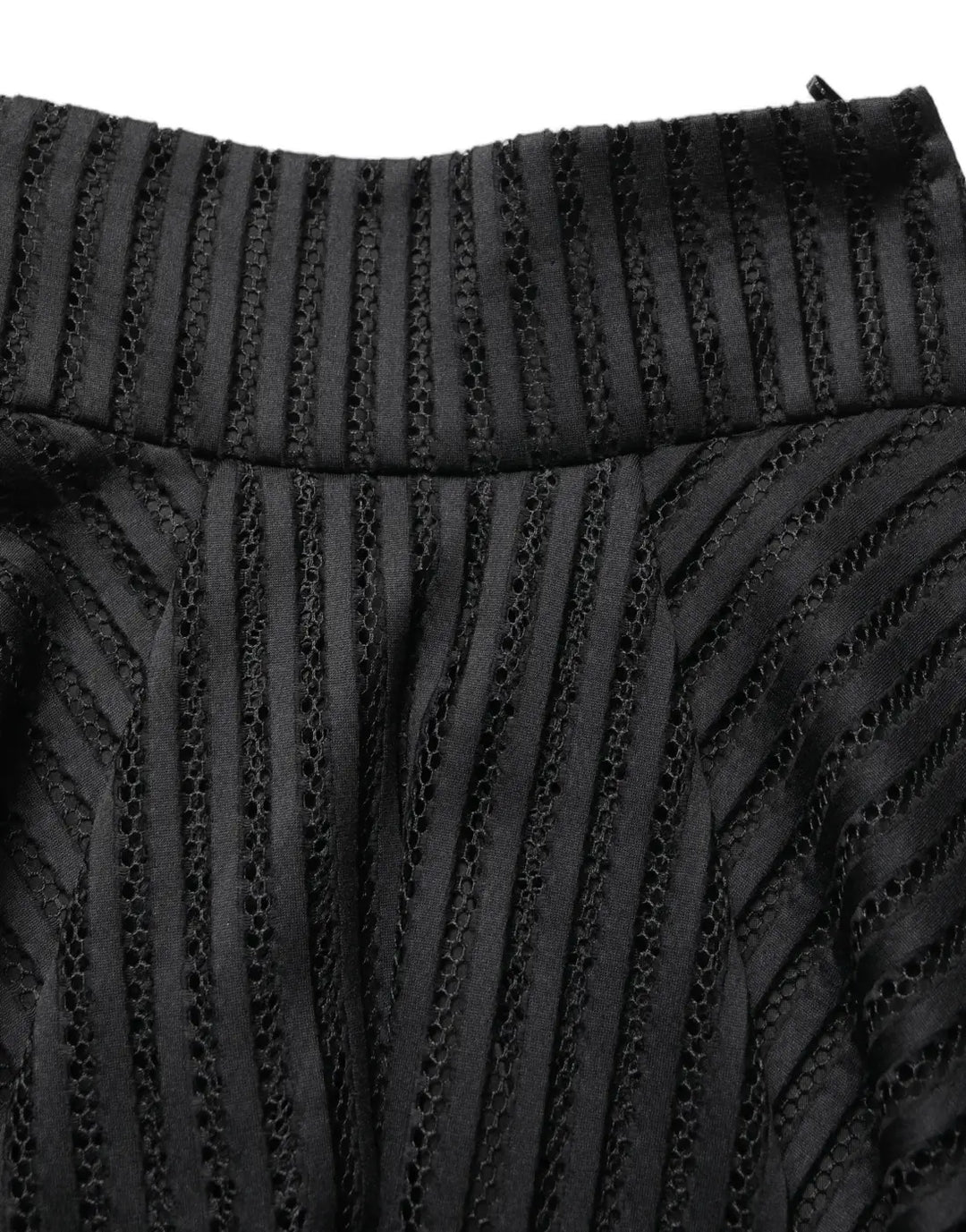 PINKO Cotton Striped Flared Silhouette Aline Midi Black