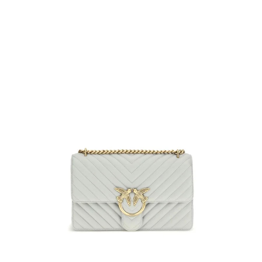 PINKO Gray Calf Leather Bos Taurus Shoulder Bag