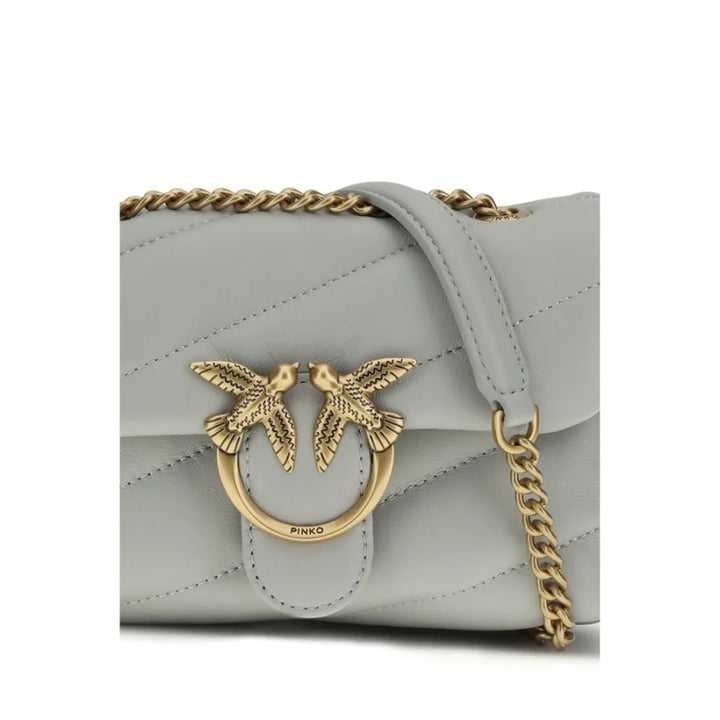 PINKO Gray Calf Leather Bos Taurus Shoulder Bag