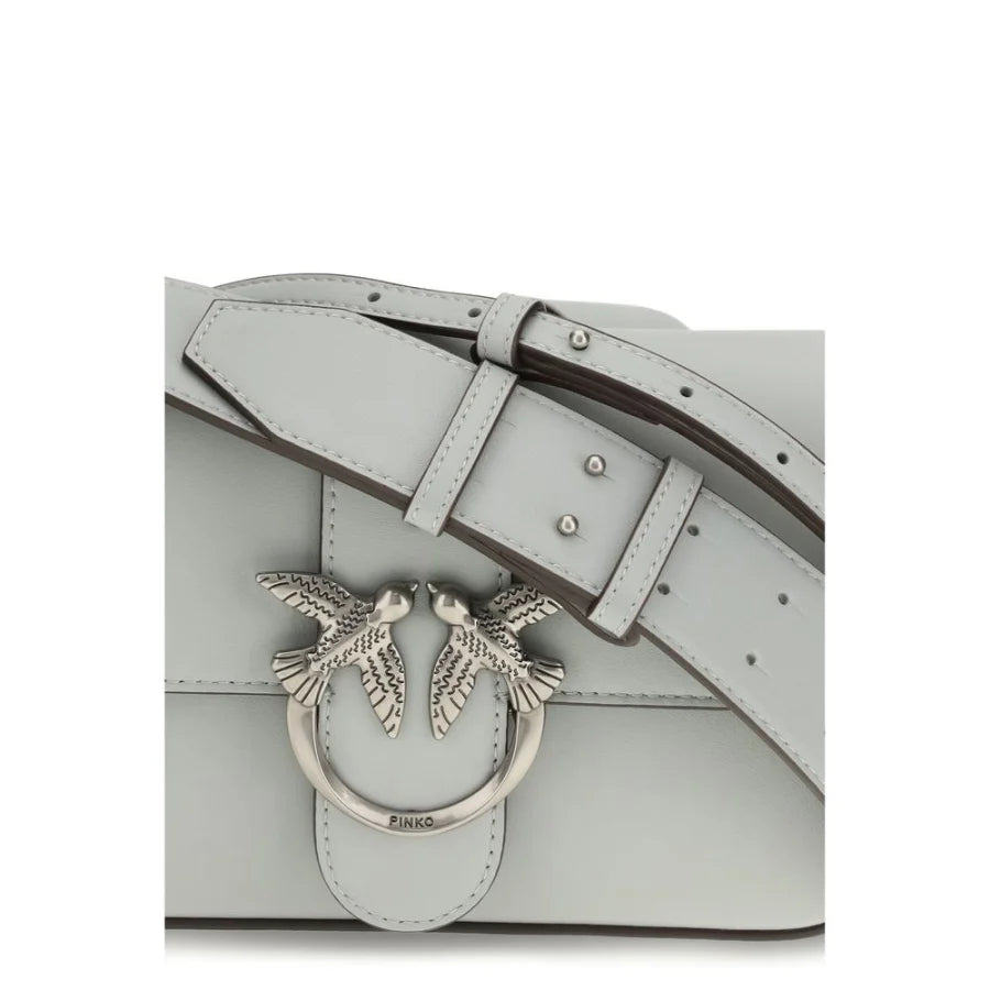 PINKO Gray Calf Leather Bos Taurus Shoulder Bag