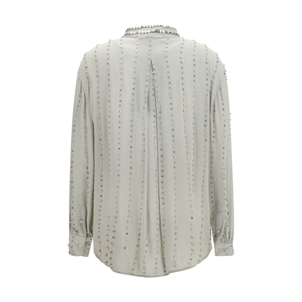 PINKO Shirts - Gray Viscose Pattern Shirt