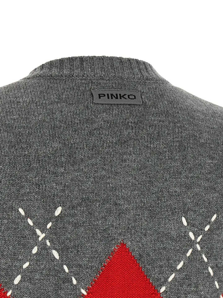 Pinko Gray Wool Cardigan