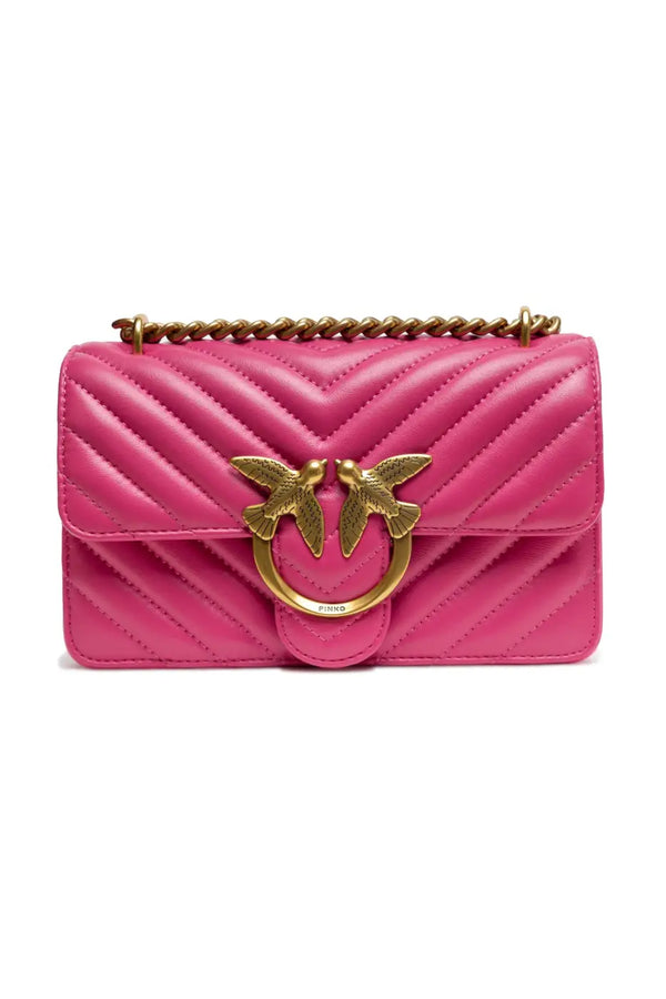 PINKO - Pink Leather Love One Mini Shoulder Bag