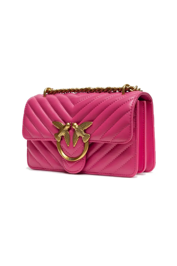 PINKO - Pink Leather Love One Mini Shoulder Bag