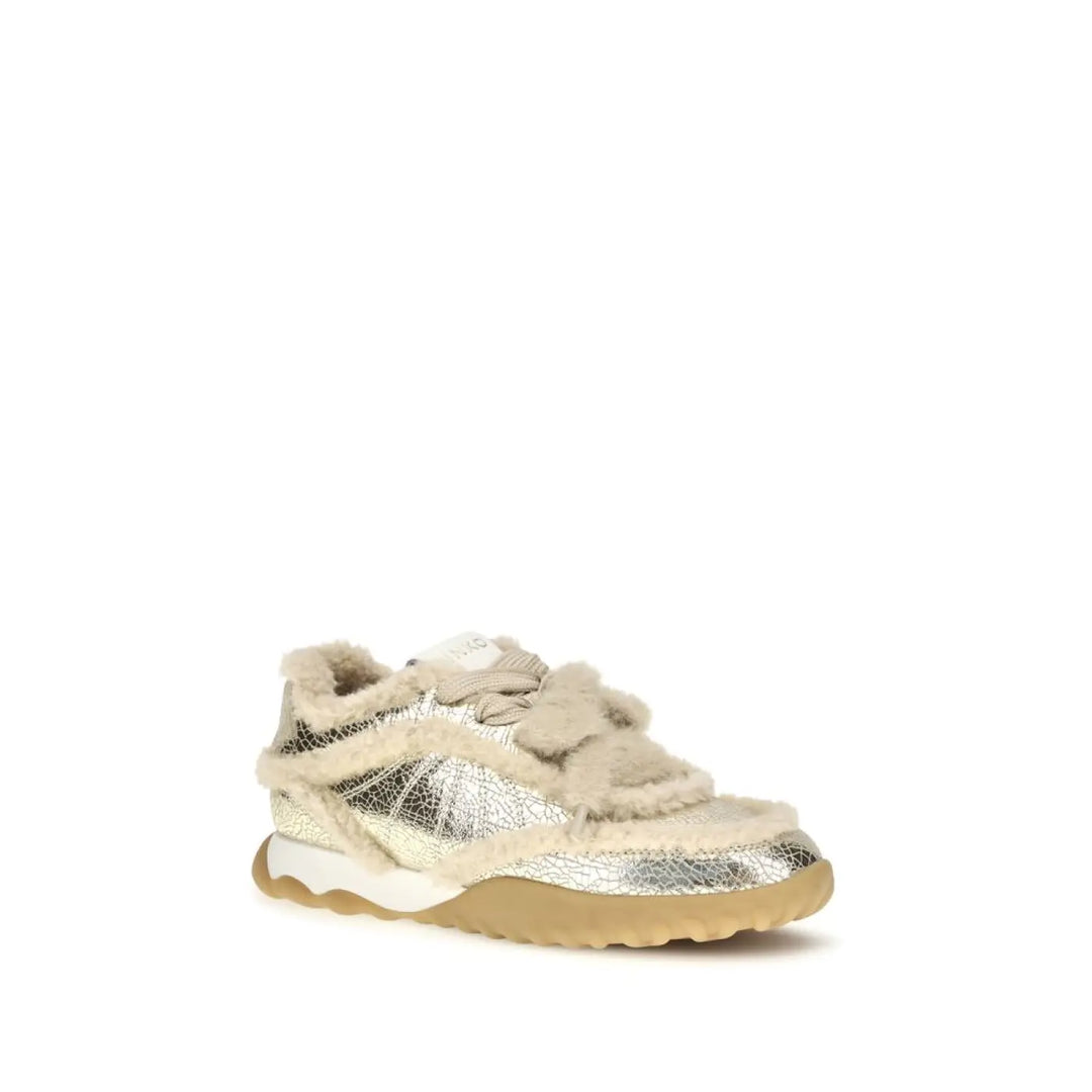 Pinko Silver Calf Leather Bos Taurus Chunky Sneakers