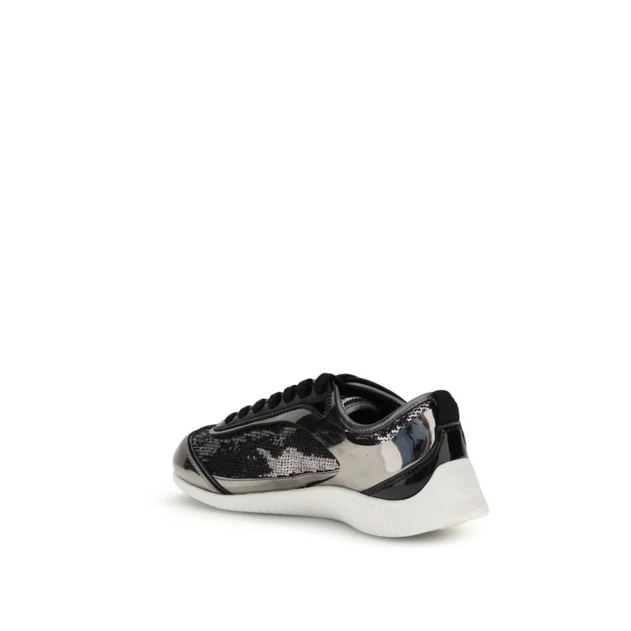 PINKO Silver Nylon Chunky Sneakers