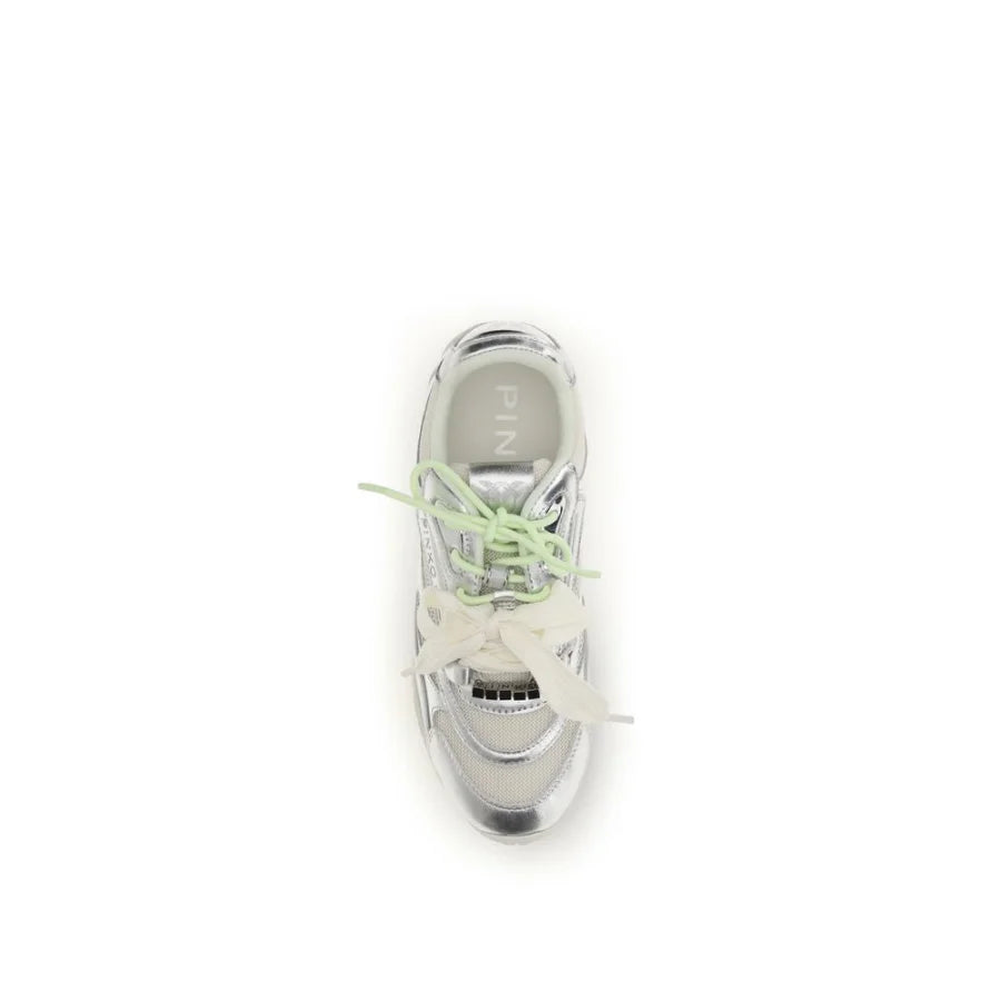 PINKO Silver Polyamide Athletic Sneakers