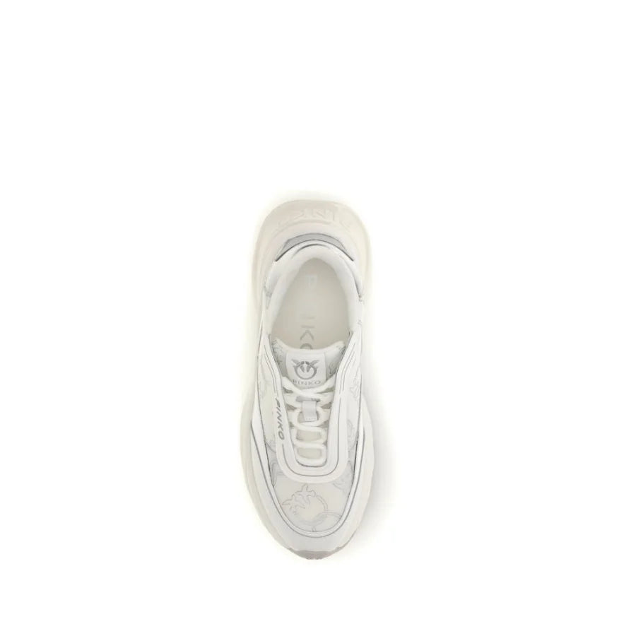 PINKO White Calf Leather Bos Taurus Chunky Sneakers