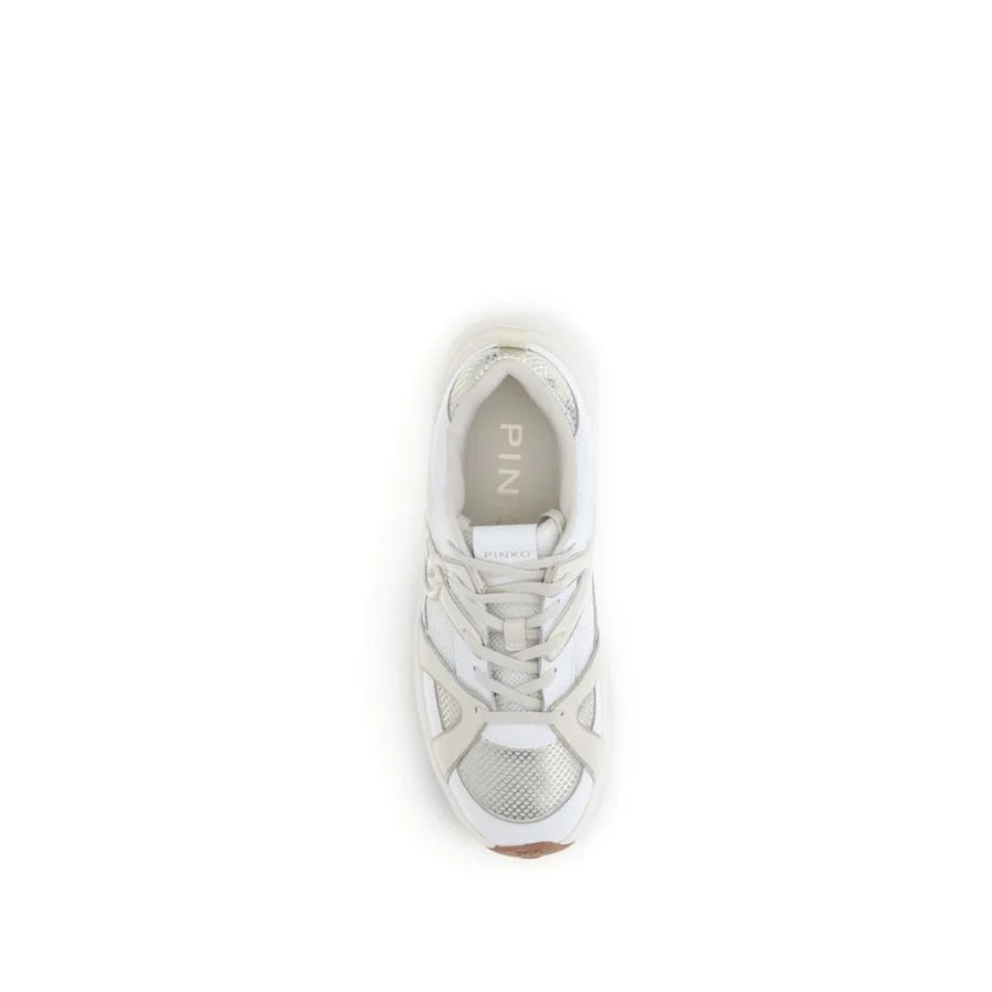 PINKO White Calf Leather Bos Taurus Chunky Sneakers