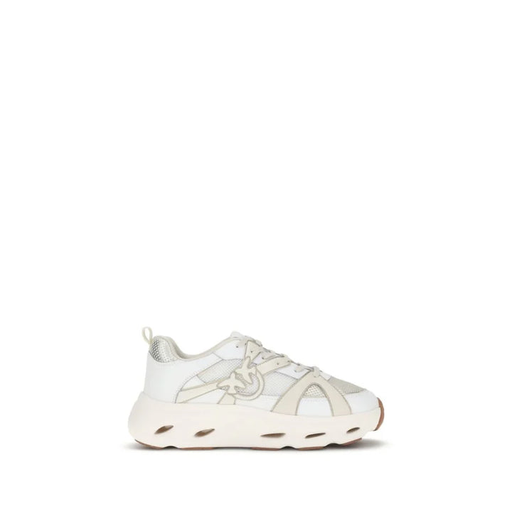 PINKO White Calf Leather Bos Taurus Chunky Sneakers