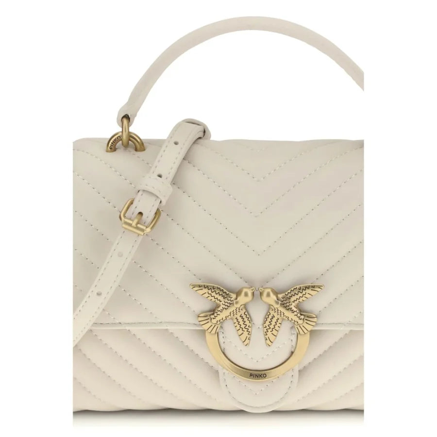 PINKO White Calf Leather Bos Taurus Handbag