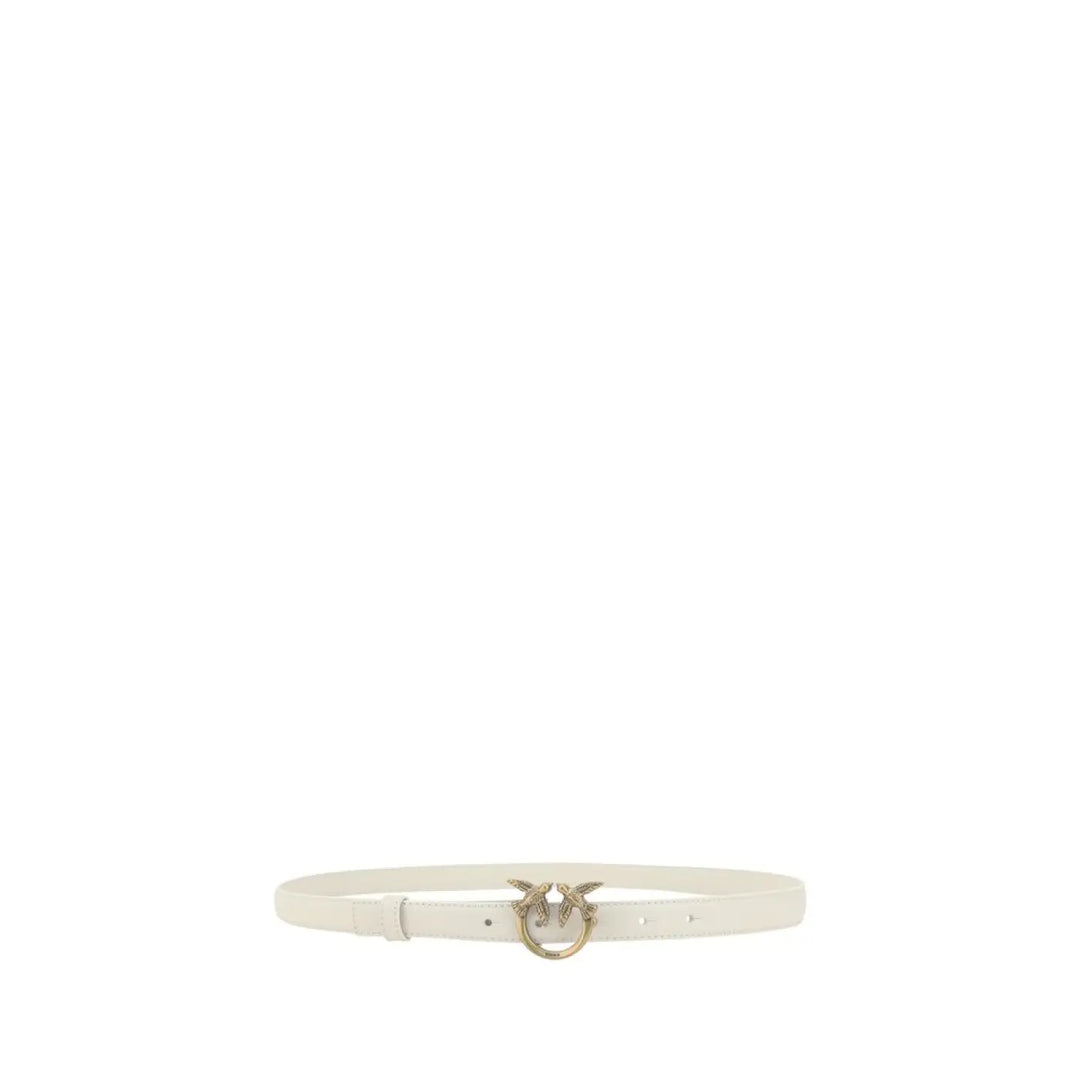 PINKO White Calf Leather Bos Taurus Regular Belt