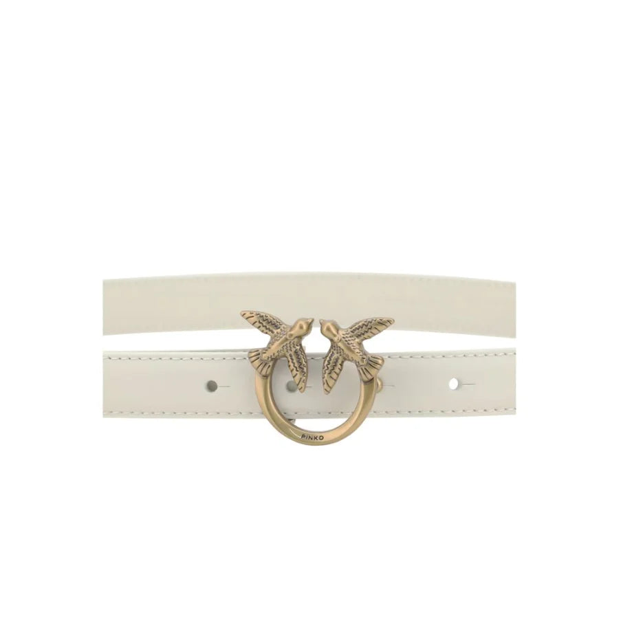 PINKO White Calf Leather Bos Taurus Regular Belt