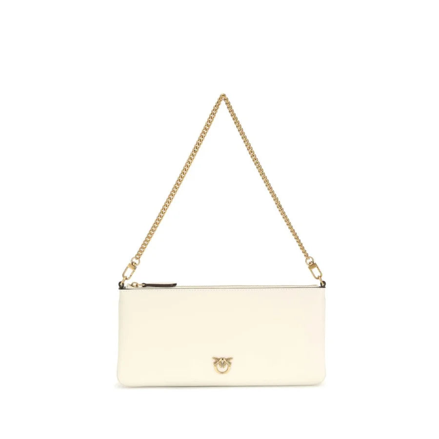 PINKO White Calf Leather Bos Taurus Shoulder Bag