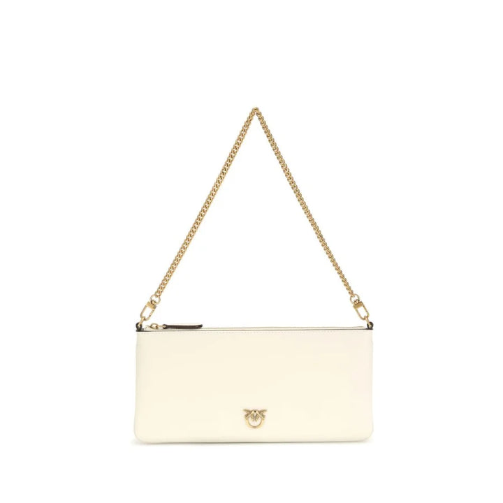 PINKO White Calf Leather Bos Taurus Shoulder Bag