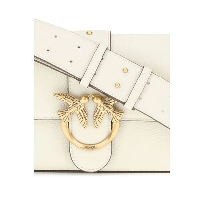 PINKO White Calf Leather Bos Taurus Shoulder Bag