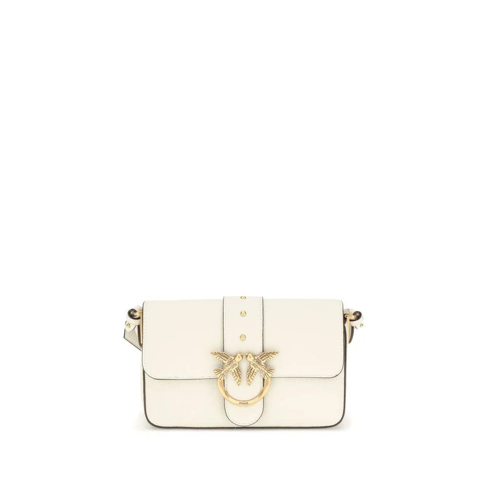 PINKO White Calf Leather Bos Taurus Shoulder Bag