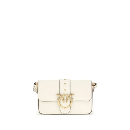 PINKO White Calf Leather Bos Taurus Shoulder Bag