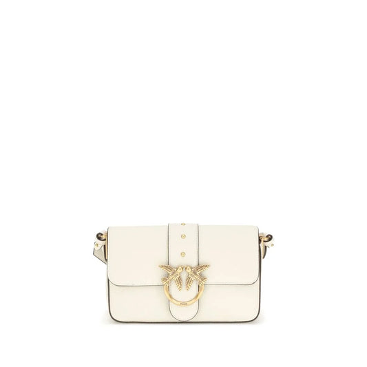 PINKO White Calf Leather Bos Taurus Shoulder Bag