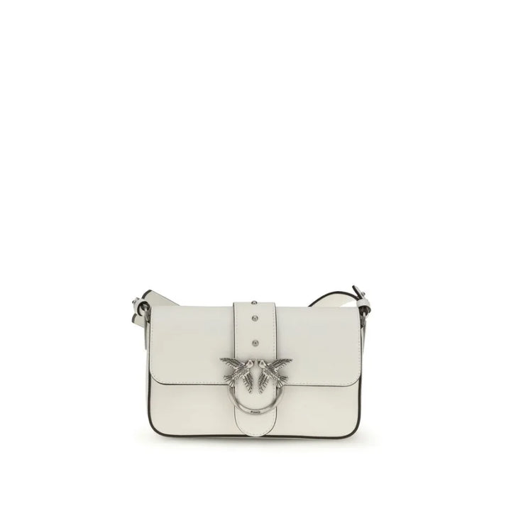 PINKO White Calf Leather Bos Taurus Shoulder Bag