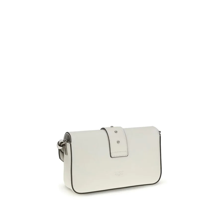 PINKO White Calf Leather Bos Taurus Shoulder Bag