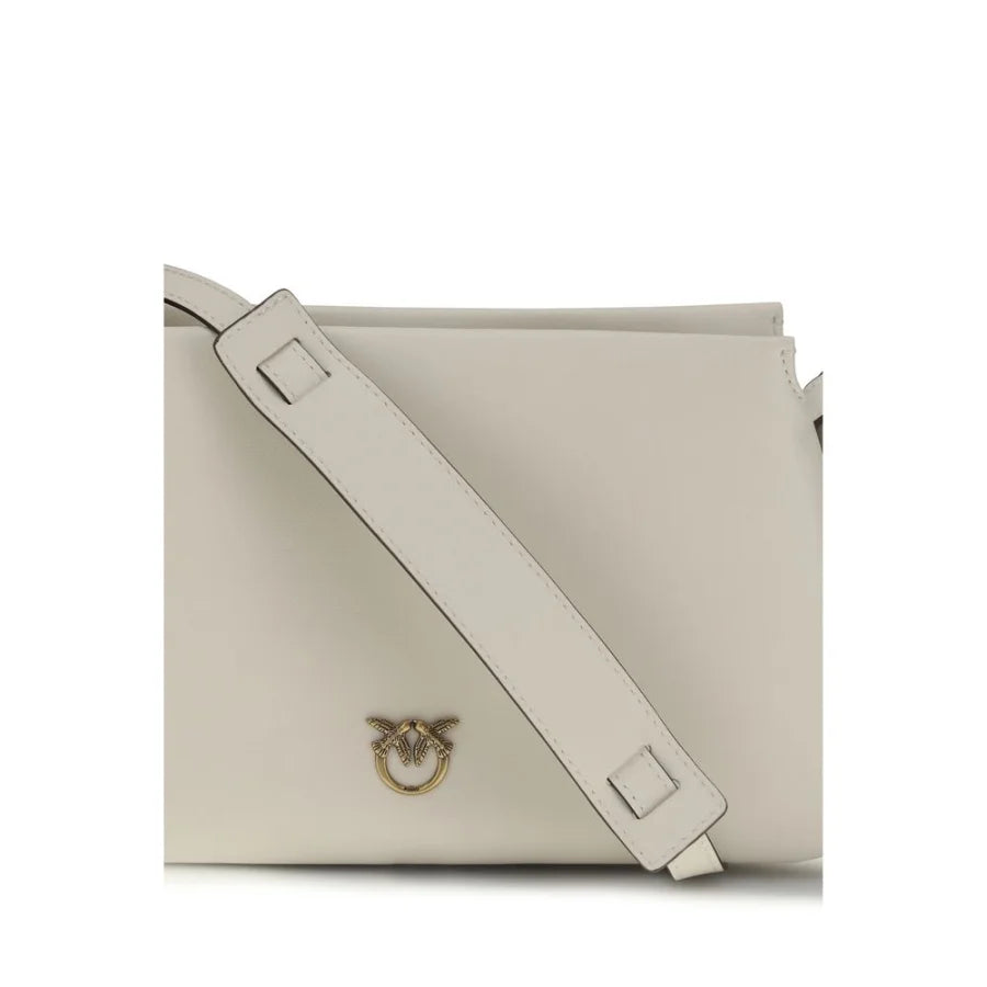 PINKO White Calf Leather Bos Taurus Shoulder Bag